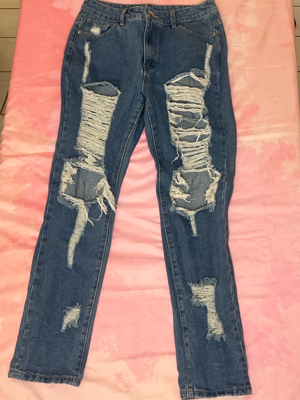 Ripped Women's Blue Denim Jeans Small